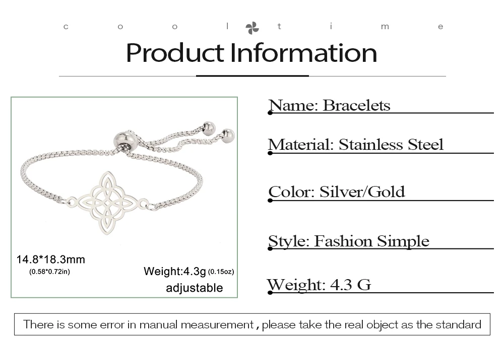 COOLTIME Irisches Wicca-Hexenknoten-Armband, Edelstahl, keltischer Knoten, verstellbare Damen-Armbänder, Modeschmuck, Geburtstagsgeschenk – Detail 2