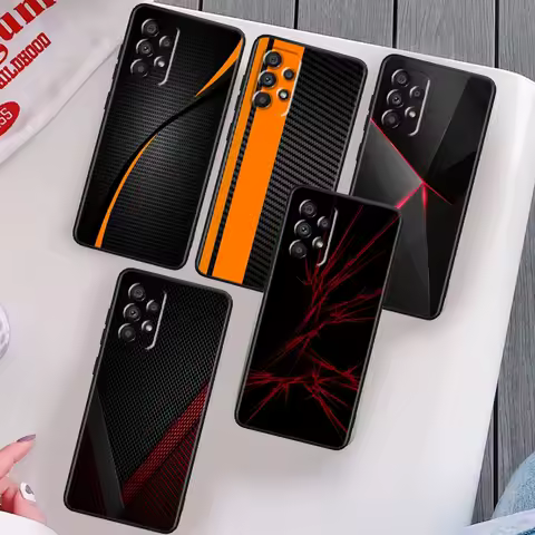 Carbon Fiber Car Art Phone Case For Samsung A53 A52 A33 A32 A51 A71 A21S A13 A73 A50 A22 A23 A03 S A72 A54 A12 5G Black