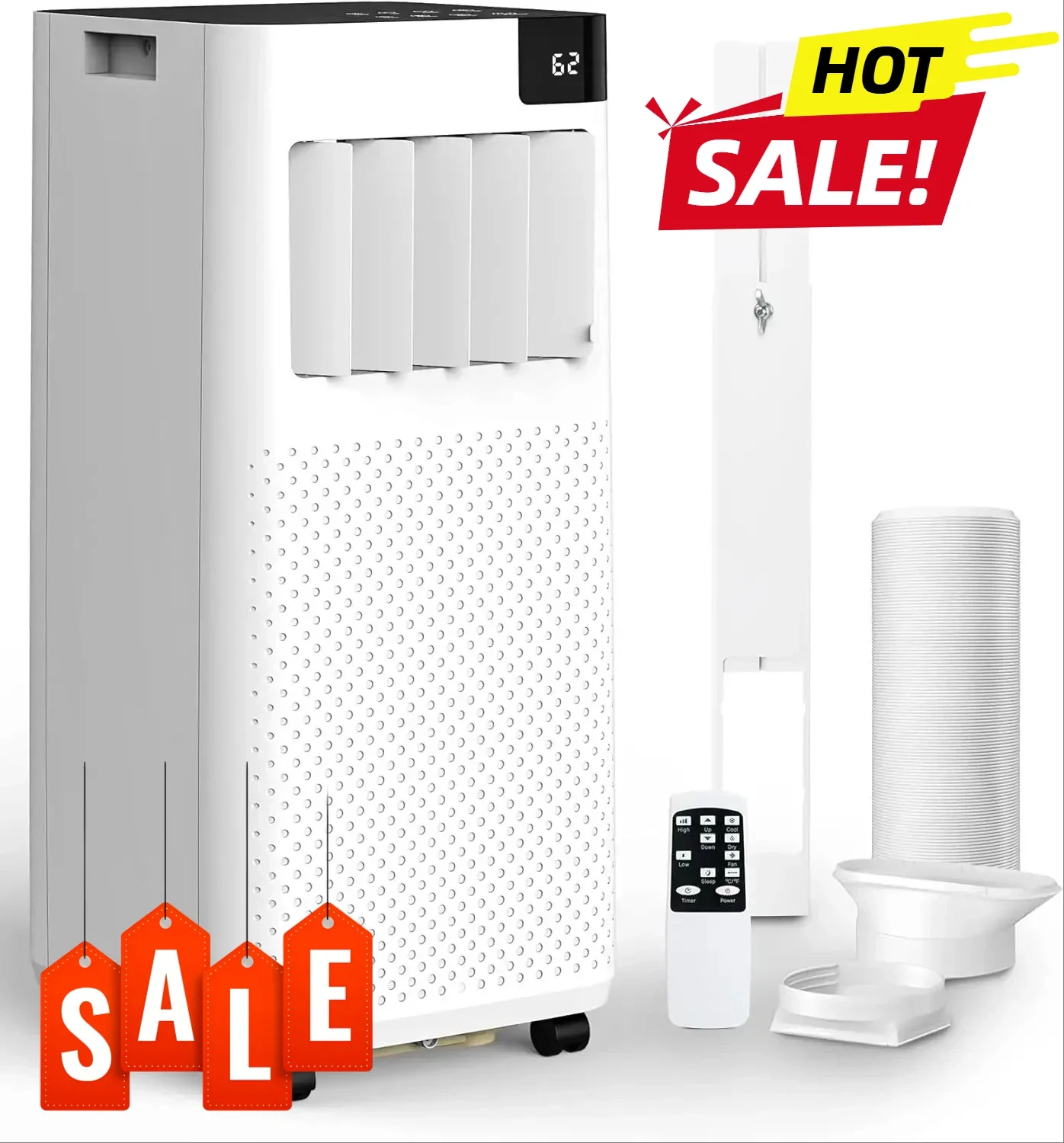 

ModernPortable Air Conditioners, 10 000 БТЕ ASHRAE (6000 БТЕ DOE) Портативный переменный ток до 450 кв. футов, блок переменного тока 4-в-1 с быстрым охлаждением