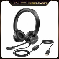 EKSA H12E Office Headset On-Ear USB Wired Computer Headphones with Microphone ENC Call Center Headset Gamer for PC Laptop Skype