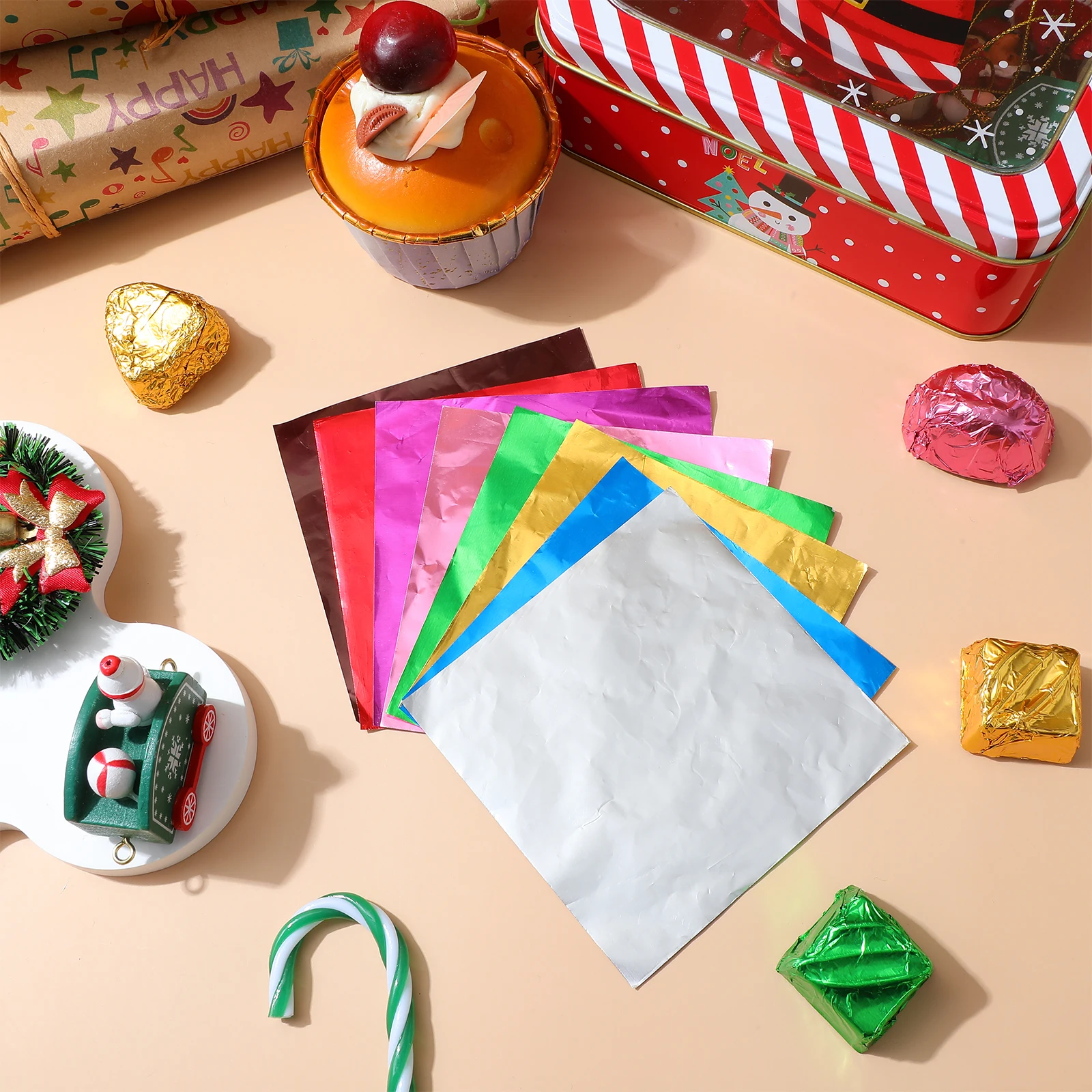 

900pcs Chocolate Wrapping Glossy Aluminum Paper For Candy Packaging Food Grade Foil Wrapping Party Wedding Shower