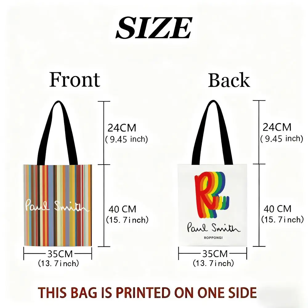 Storage Bags Lightweight Eco Friendly Fashionable Multi Purpose Large Capacity Canvas Shoulder Tote P-P-Paul Smith