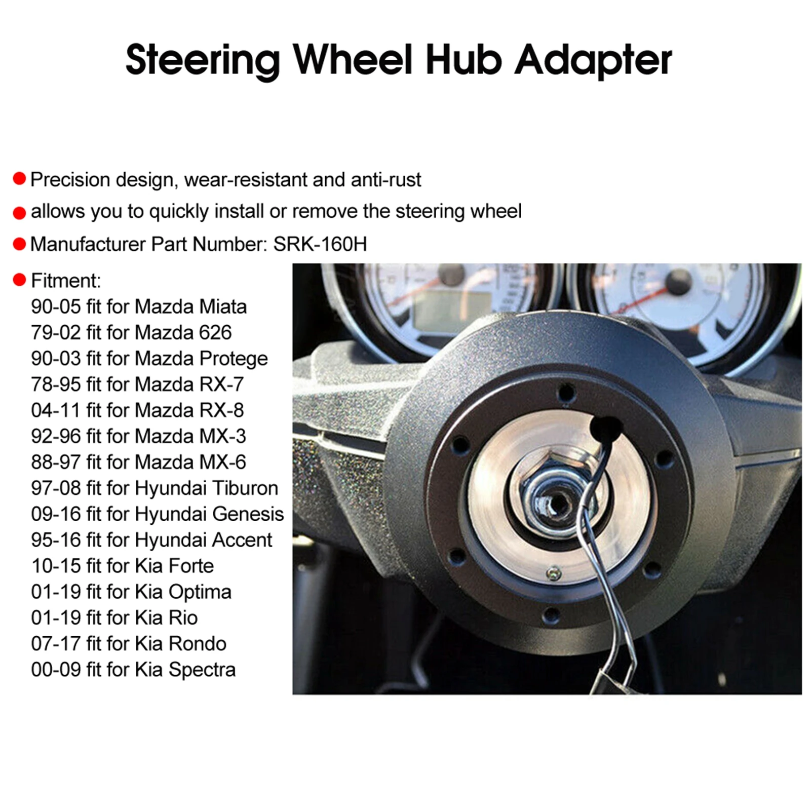 Steering Wheel Short Hub Adapter Kit Car Refitting SRK-160H Fit for Mazda Miata RX-7