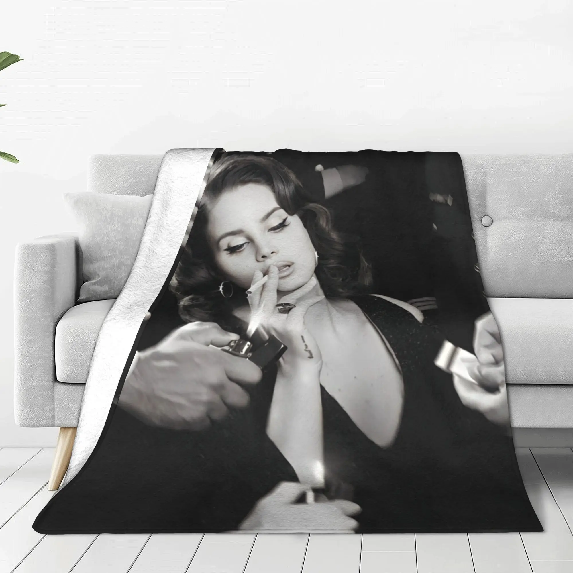 American Singer Lana Del Rey Blanket Pop Culture Music Flannel Novelty Warm Throw Blanket for Chair Covering Sofa Decoration