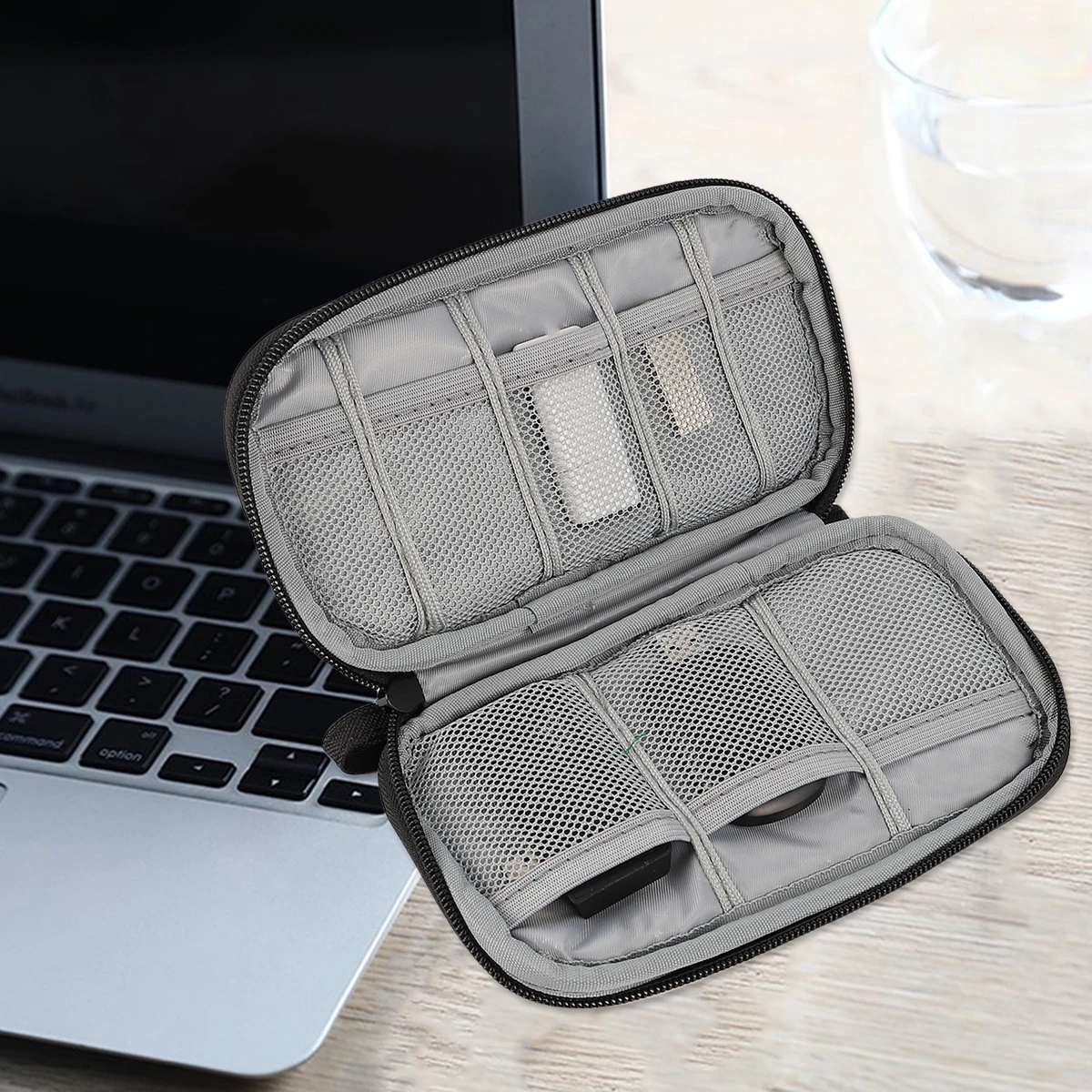 

USB Flash Drive Bag Shockproof Durable Organizer Small Case Black Travel Storage Honeycomb Pocket High Quality Zipper