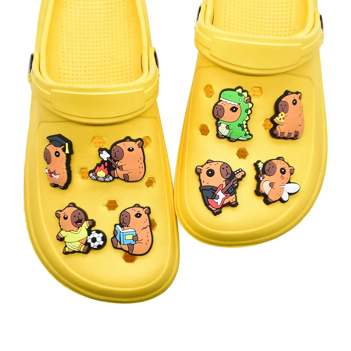 14-100pcs New Animals Capybara Shoe Charms PVC Accessories Clogs Sandal Slides Garden Shoes Decoration Buckle Kids Party Gift image 2