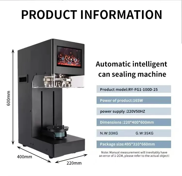 

2025 Automatic Non-rotating Can Sealer Touch Screen Lifting Sealing Machine Plastic Aluminum Cup PET Jar