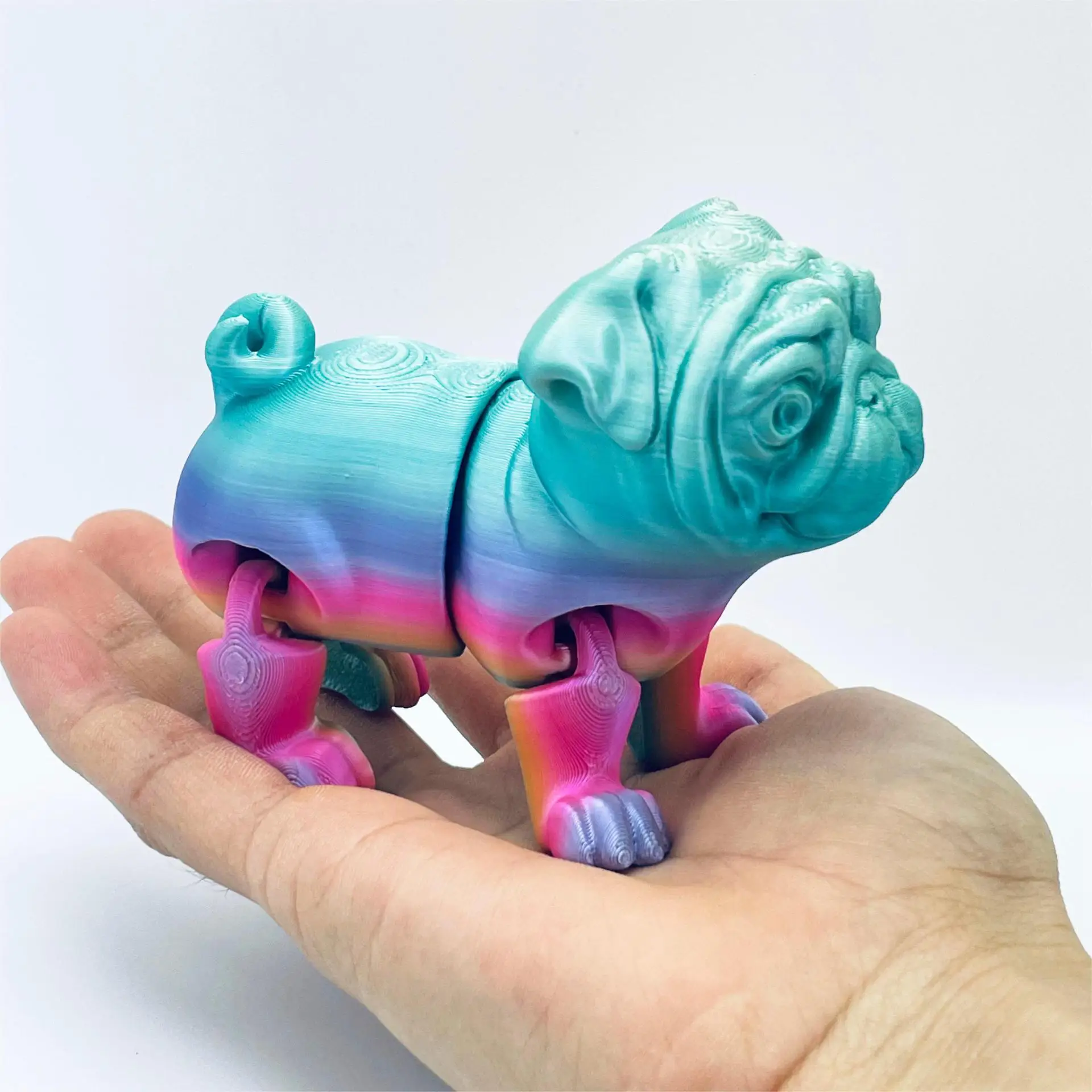 3D Printed Puppy and Lapdog Integrated Joint Movable Creative Model Toy Figurine Figurine