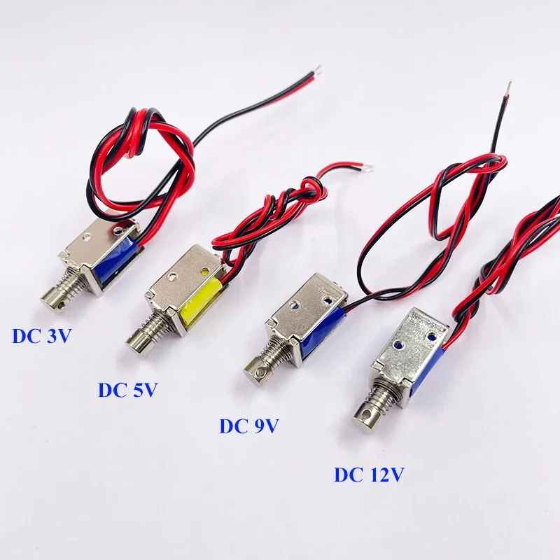 DC 3V/ 6V/ 9V/ 12V 8mm*10mm Tiny Push-Pull Square Solenoid Through Type Electromagnet 4mm Stroke