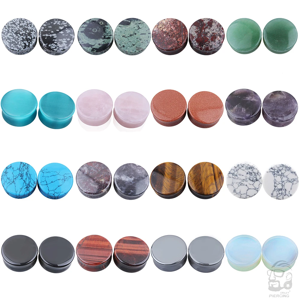 2szt Kamienne zatyczki do uszu Tunele Podwójne rozszerzenie Kolczyki do uszu Kolczyki Mierniki Kobiety Mężczyźni Helix Lobe Labret Stretcher Biżuteria do ciała