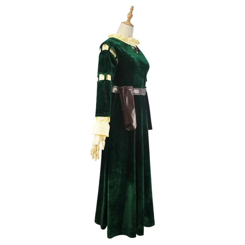 Merida Cosplay Costume Anime Brave Princess Women Female Adult Dress Velvet Girls' Suit For Halloween Wig JI8412v;6,a'3.k;8,