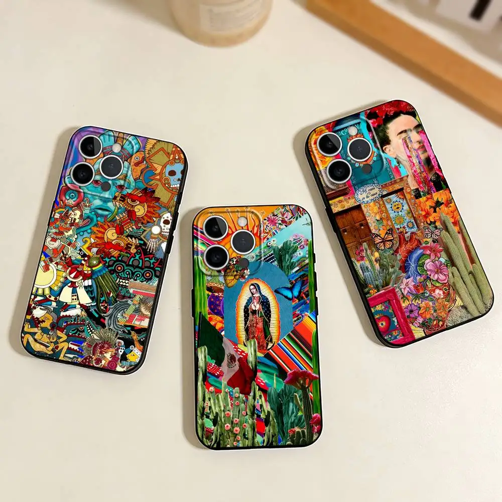 Colorful M-Mexico C-Culture    Phone Case For iPhone 17,16,15,14,13,12,11 Plus,Pro Max,XS,Soft Silicone Black Cover