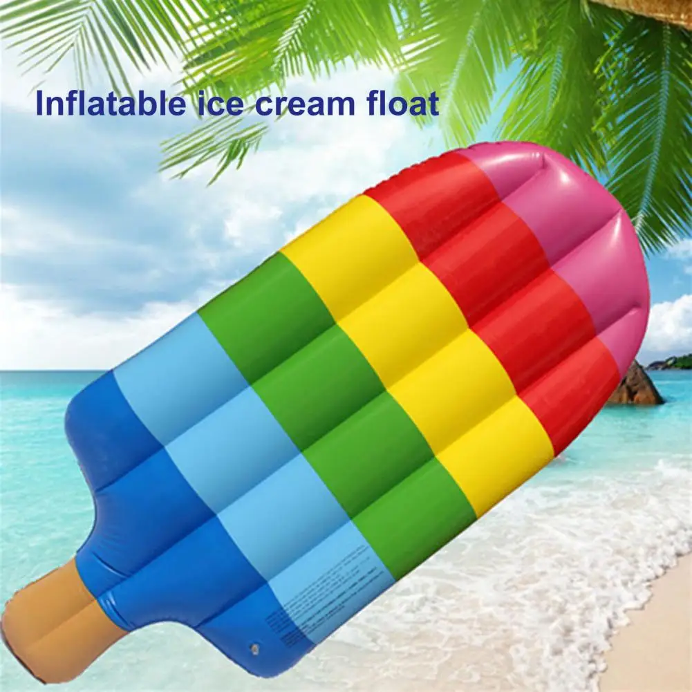 Float Row Foldable Pool Float Ultra-comfort Oversized Pool Float Lounge for Adults Rainbow Ice Cream Shape Water Recliner