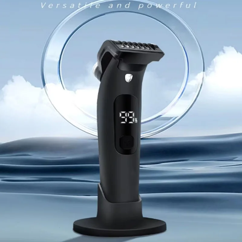 

Мужской триммер для волос на всем теле с цифровым ЖК-дисплеем, лезвием из легированной стали, водонепроницаемостью IPX7, электробритва с зарядкой через USB.