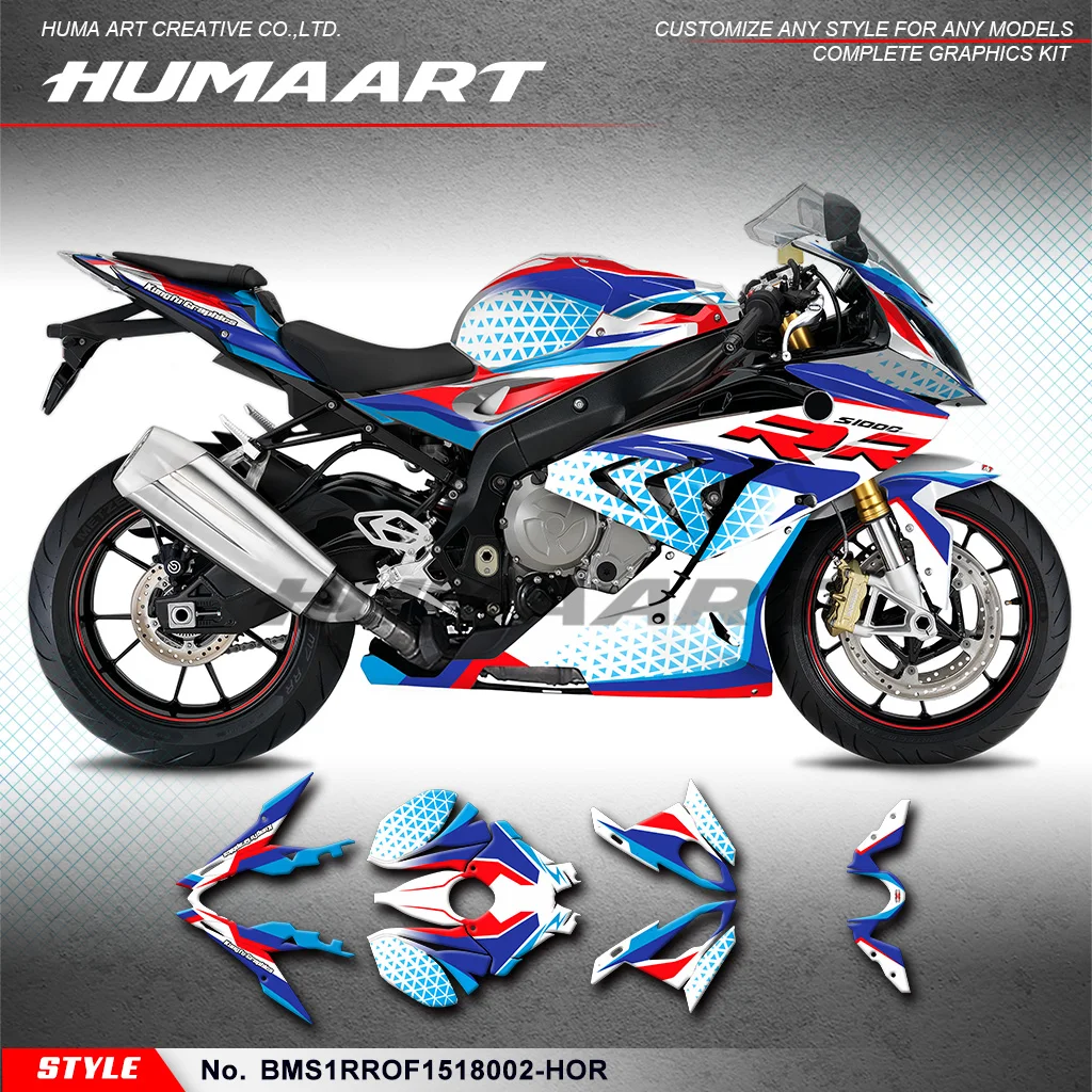 HUMAART Custom Sticker Design Sports Decal Full Graphics Kit for BMW S1000RR S1000 RR 2015 2016 2017 2018, BMS1RROF1518002-HOR