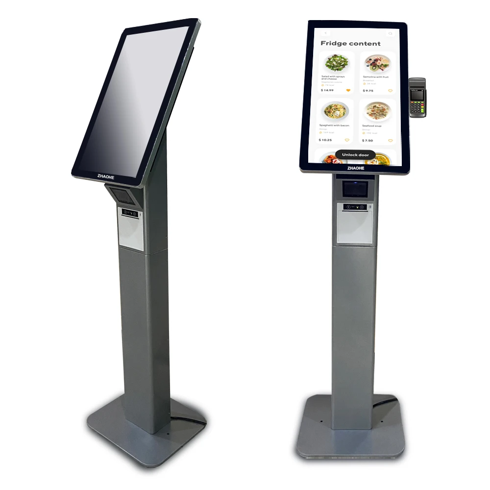 

21.5inch self service queue ticketing system with interactive kiosk screen finger printer terminal optional