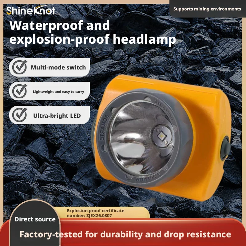 SHINEKNOT Miner Headlamp Waterproof And Explosion Proof Lithium Battery Head Mounted Strong Light Outdoor Fishing Headlamp