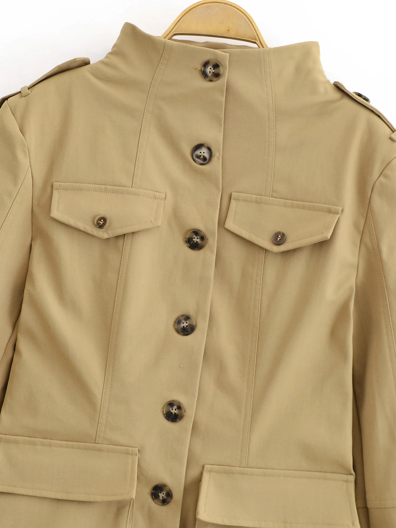 Chaquetas de estilo militar para mujer, abrigo ajustado con botones en la cintura, prendas de vestir exteriores Vintage para mujer, Tops con bolsillos, ropa de calle
