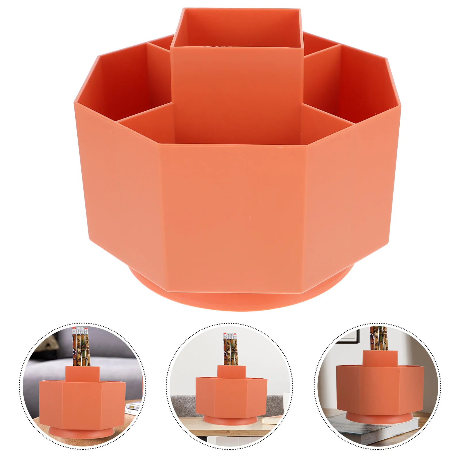 

Desktop Rotating Stationery Organizers Sturdy Pencil Pot Lightweight Pen Holder Practical Storage Container for Bedroom Study