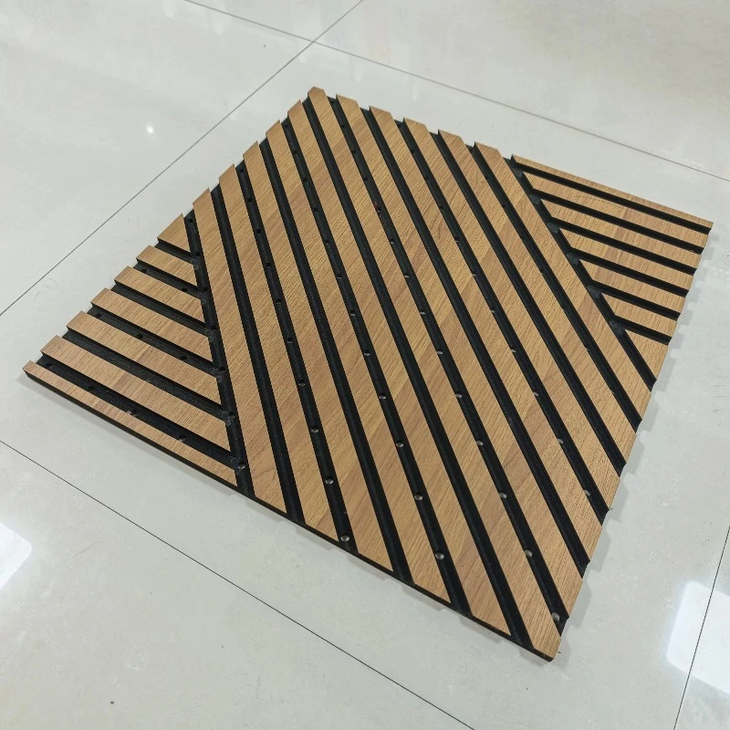 Carved Acuostic Wall Cladding DIY Decoration Polyester Fiber With Technical Wood Veneer 9mm In Cheap Price