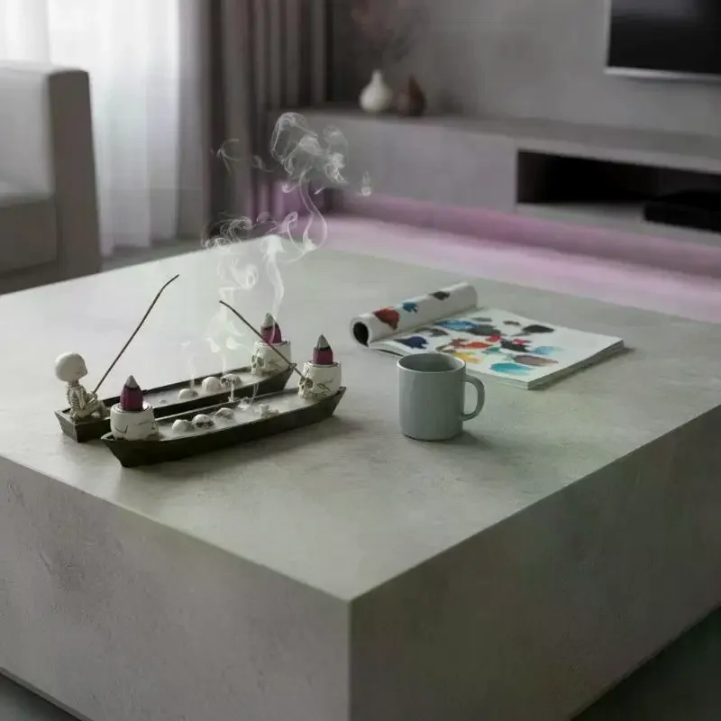 Skull Boat Incense Holder Unique Resin Incense Burner Stand for Study Room Tea Ceremony Yoga Space Home Decor