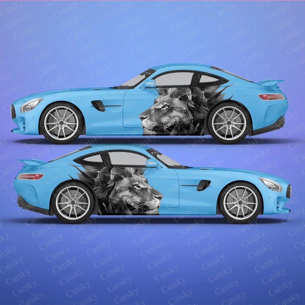 Lion Ferocious Car Sticker Side Graphic Car Wrap Vehicle Side Graphic Pattern Animal Car Decal Sticker