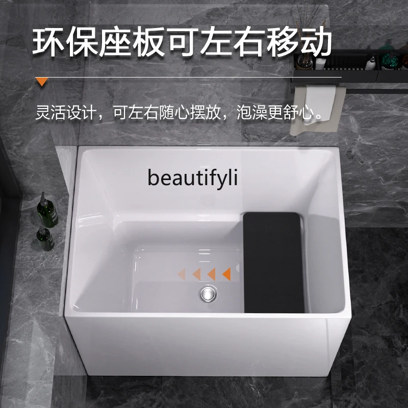 

Japanese-style household deep soaking bathtub size fits the wall mini corner-cut extended small bathtub