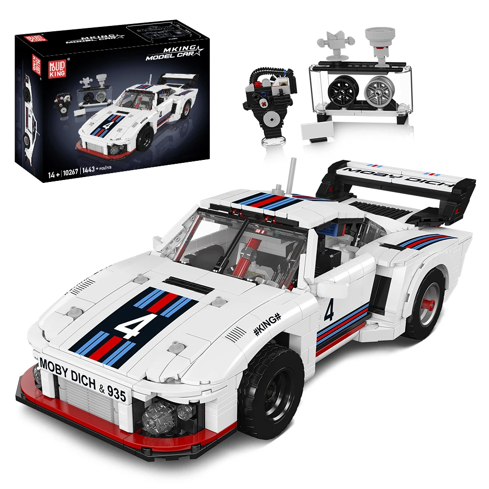 Mould King 10267 Technisches Auto-Spielzeug Das MOC Weiße 935 Rennauto Baustein-Set Sportwagen-Bausteine Kinder-Weihnachtsgeschenk