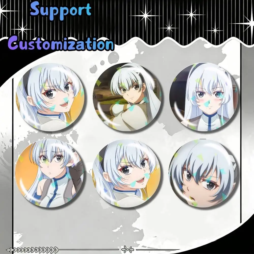 Annerose Krasia Anime Hojo Mahou Customizable Round Brooch Pins, Personalized Badges With Broken Glass Design Fashion Accessory
