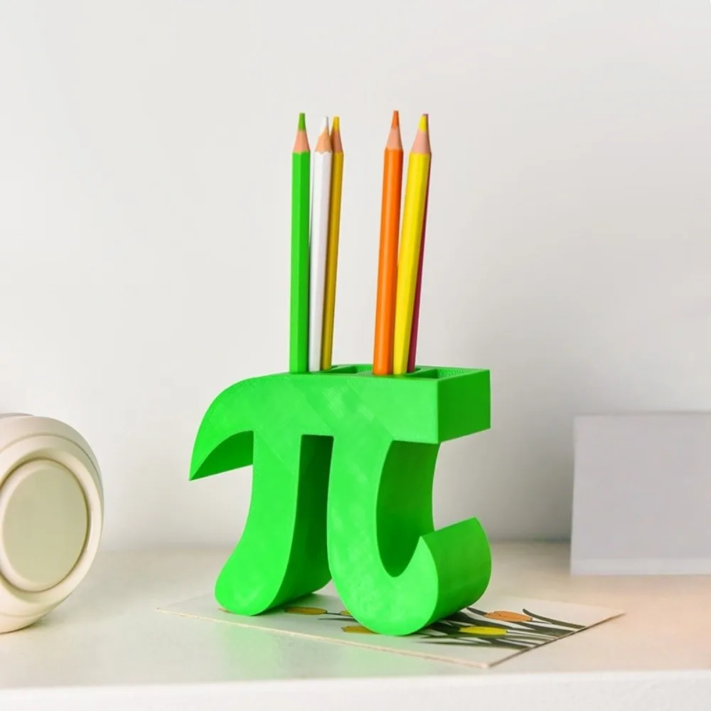 Durable Creative Pi Pen Holder Math Festival Green 3.14 Pi Day Gift Greek Letter Desktop Storage Stationery Box Home