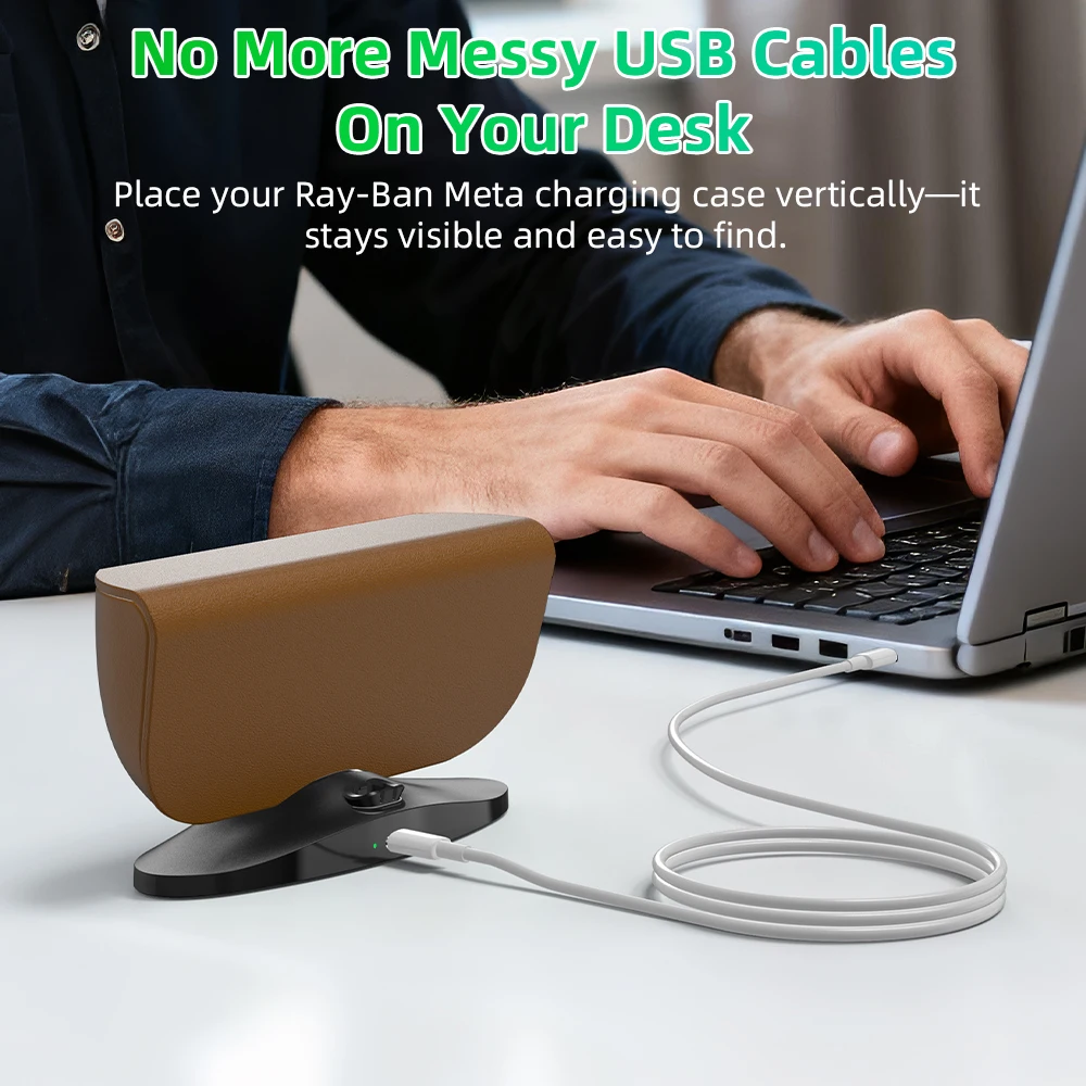 حامل شحن مغناطيسي HiBloks لعلبة شحن Ray-Ban Meta Wayfarer/Skyler/Headliner (الجيل 1 & 2) ملحقات النظارات الذكية
