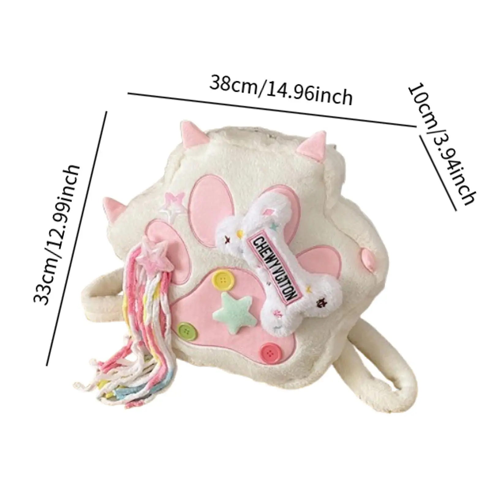 Mochila de felpa de dibujos animados, bolso versátil para estudiantes con forma de garra de gato