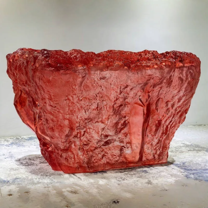 

Элитный прозрачный дизайнерский журнальный столик для гостиной в стиле «ледяной кристалл» из светящейся смолы, для отелей и ресторанов на островных островках