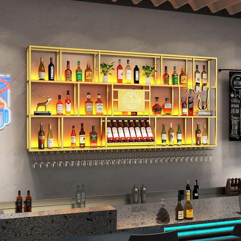 Bar Restaurant Wine Cabinets Unique Modern Whisky Living Room Wine Rack Cellar Wall Mounted Adega Club Barzinho Liquor Furniture