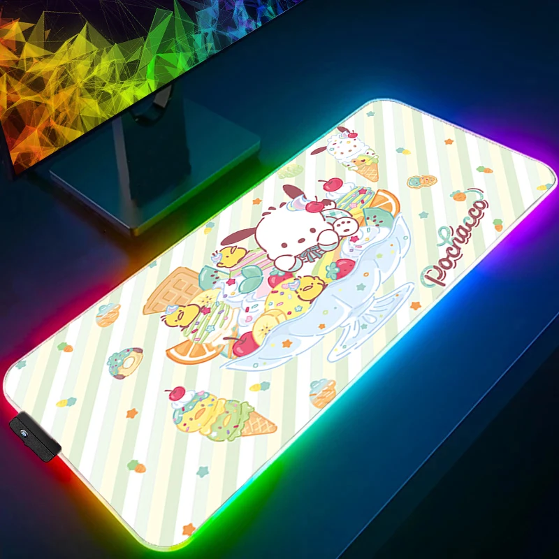 

LED Mouse Pad Pochacco Gaming Large Lock Edge Gamer Keyboard Desk Mat Table Carpet RGB Mousepad XXL Backlight For Computer CS