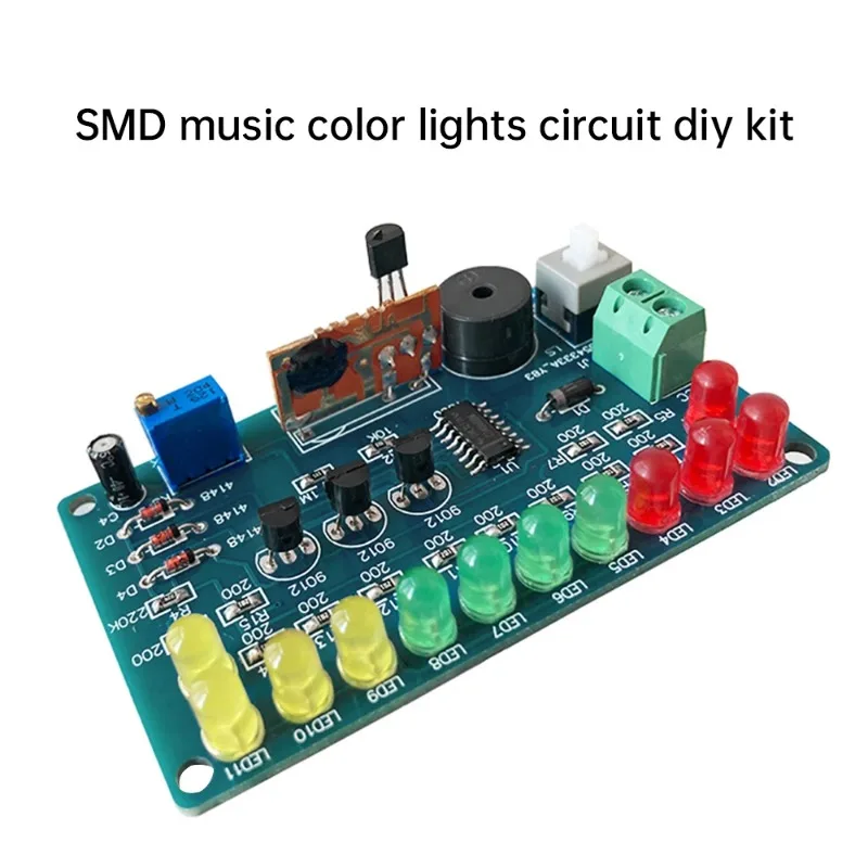 DC4.5-5V CD4060 SMT DIY Music LED Color Light Circuit Soldering Practice Module Electronic Teaching Soldering Demo Kit