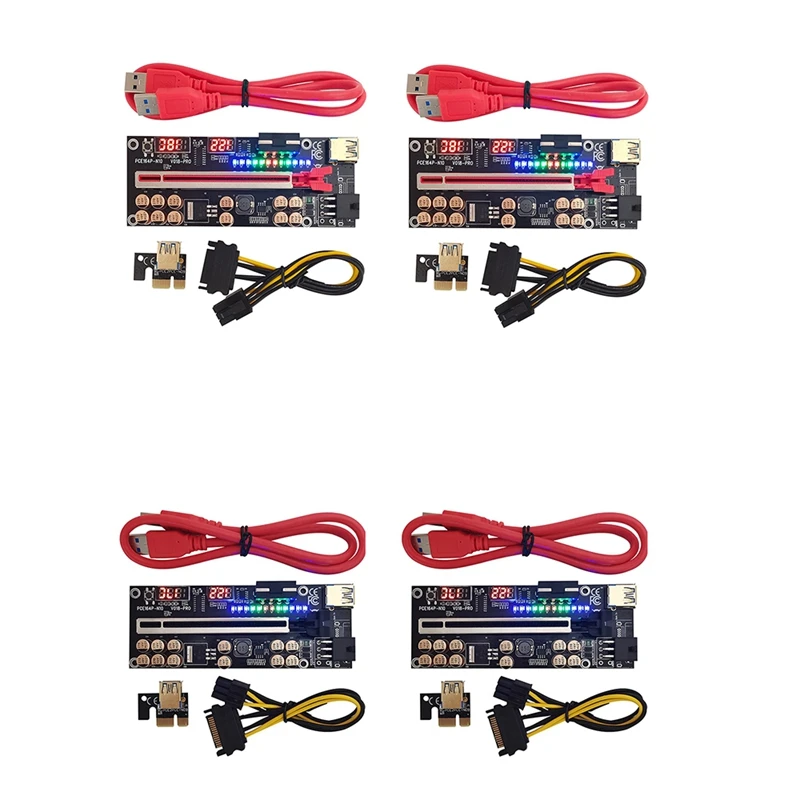 VER018 PRO PCI-E Riser Card PCI-E 1X To 16X USB3.0 60Cm Graphics Riser Card With 12 Solid Capacitors For Mining