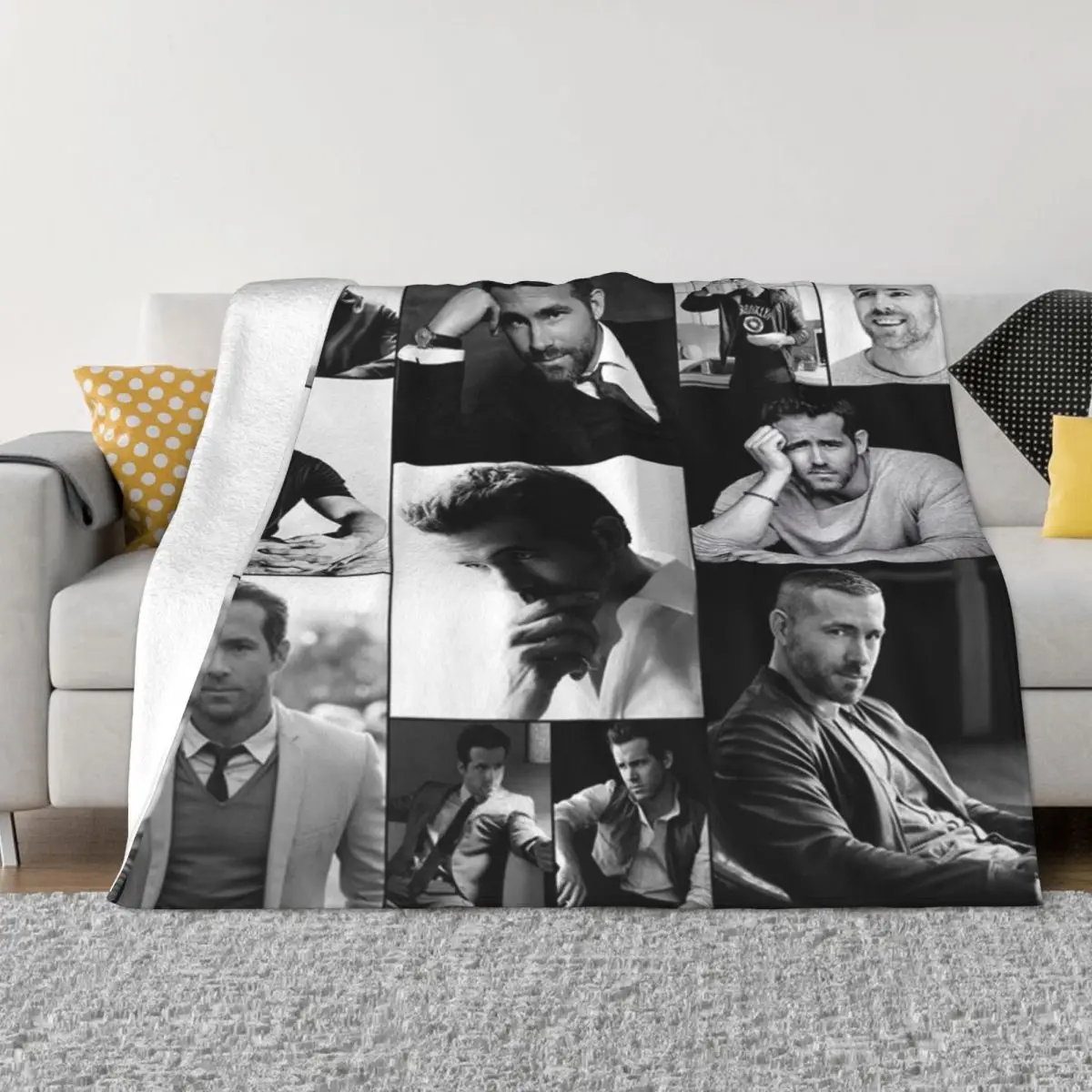 

Ryan Reynolds Plaid Blanket Sofa Cover Fleece Printed Collage Breathable Soft Throw Blankets for Bedding Outdoor Bedding Throws