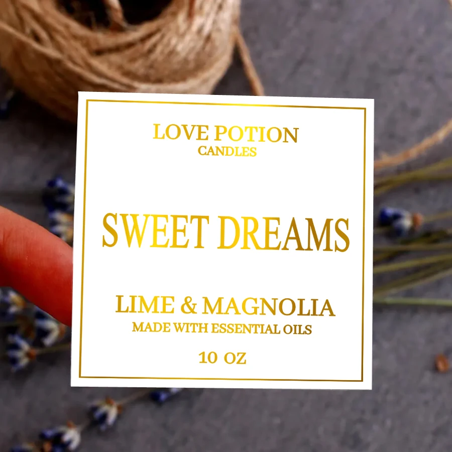 50PCS Personalized Candle Labels, Custom Sticker Labels with Gold Foil Text, Wedding Sticker Label, Candle Labels Stickers