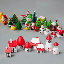 Adornos en miniatura para árbol de Navidad, estatuilla de reno, alce, Papá Noel, alce, decoración del hogar, Año Nuevo, caja de regalo de Navidad