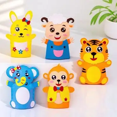 5Sets Creative Hand Puppets DIY Kit Educational Role Play Craft Supplies for Kids Parent-Child Activities DIY Hand Puppets Kit