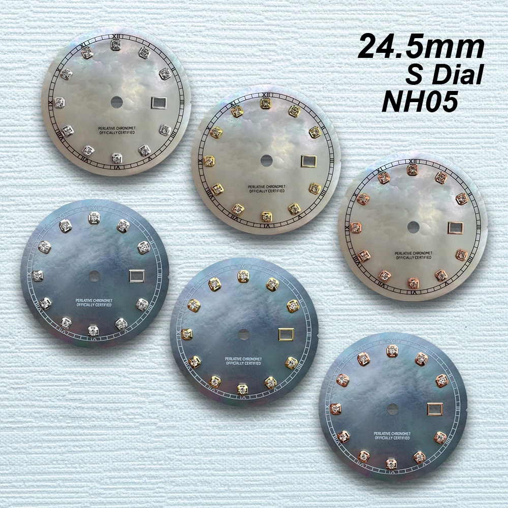 

24.5mm S Logo Shell Dial Fit NH05 Japanese Movement High-Quality Diamond Ladies Watch Modification Accessories