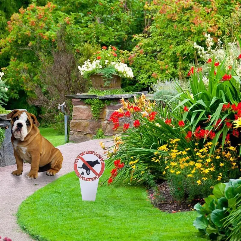 Dog Poop Signs For Lawn Waterproof No Dog Pooping Sign Eye-Catching Warning Novelty Gag Caution Yard Stakes For Home Garden