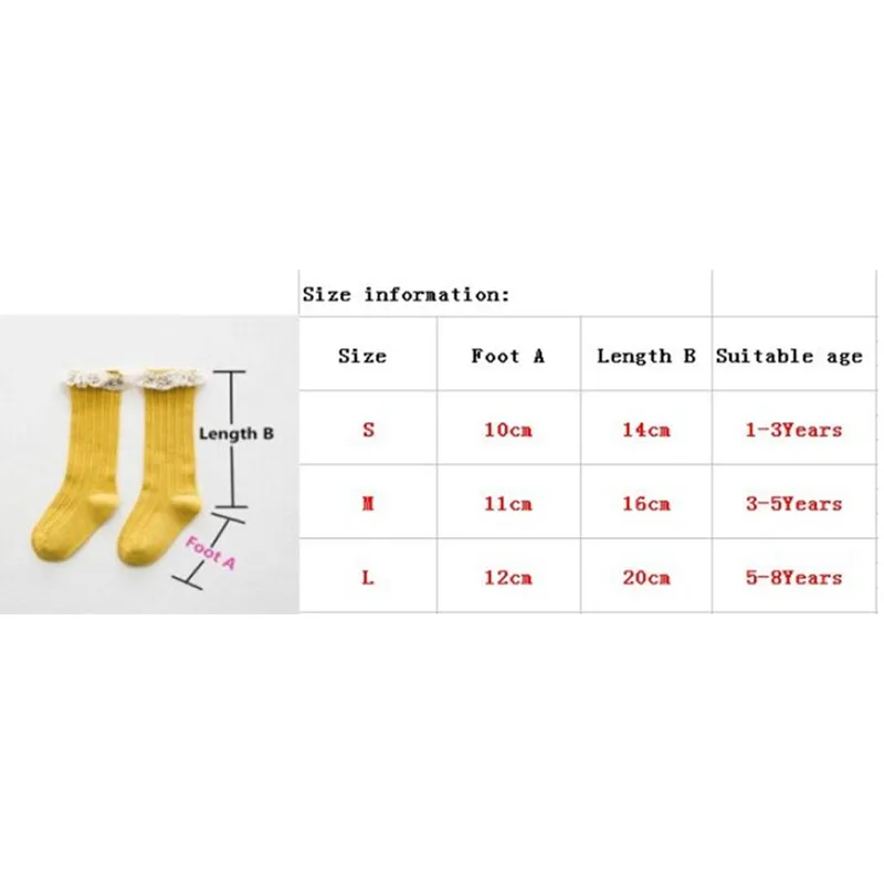 Lawadka Cotton Kids Princess Girls Socks Fashion Children\'s Knee High Socks with Lace Baby Leg Warmers Spring Autumn 0-5Years