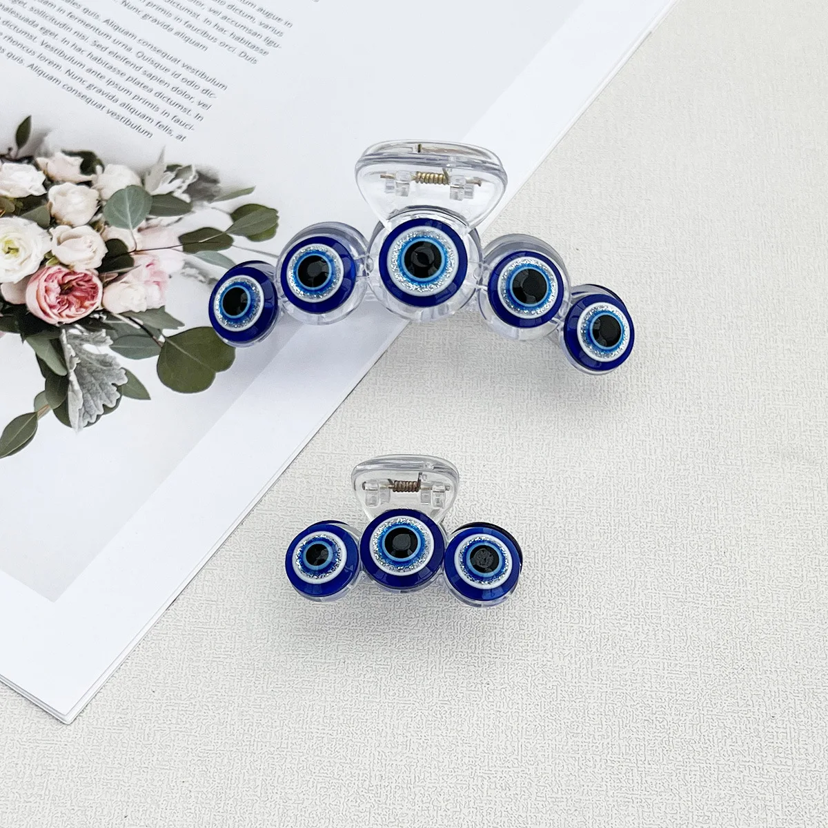 

Trendy Blue Devil's Eye Hair Claw Clips Summer New Vintage Fashion Charm Hairpin Halloween Hair Accessories for Women Headdress