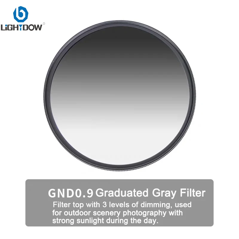 Lightdow Lens Filter GND 0.9 Neutral Density Graduated Gray for Canon Sony Nikon Camera Lens 49 52 55 58 62 67 72 77mm 82mm