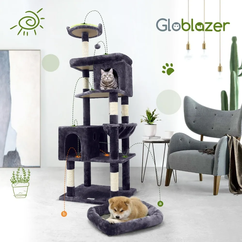 

72in Maine Coon Cat Tree for Cats 20 Lbs+Heavy Duty Tower for Adult Biggest Cats with 6 Scratching Posts,CatTrees for Large Cats