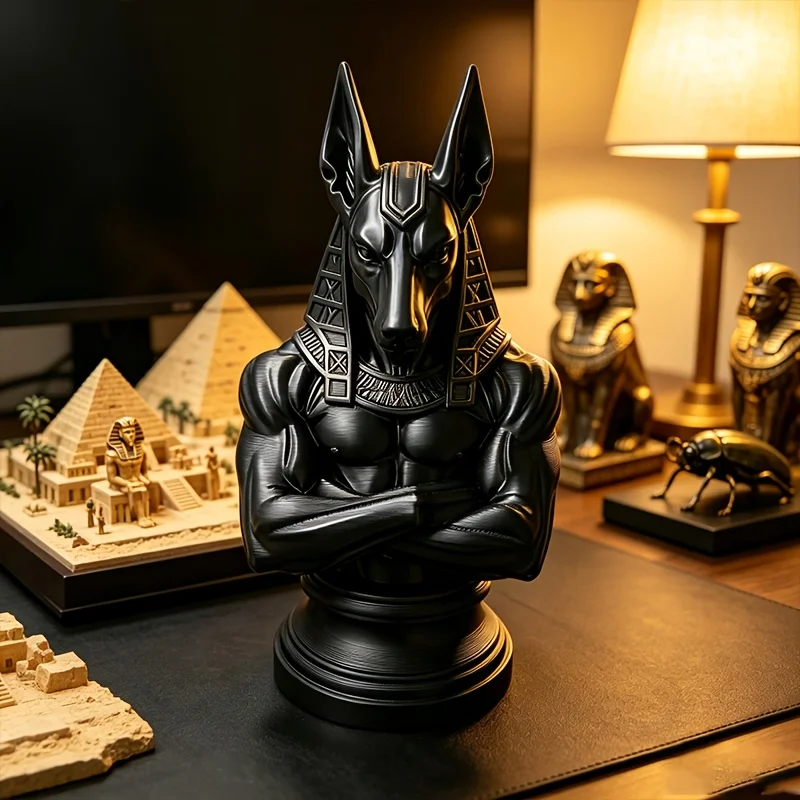 3D Printed Anubis Statue Egyptian God Figurine Black Jackal Sculpture Ancient Egypt Mythology Home Desk Decor Gift