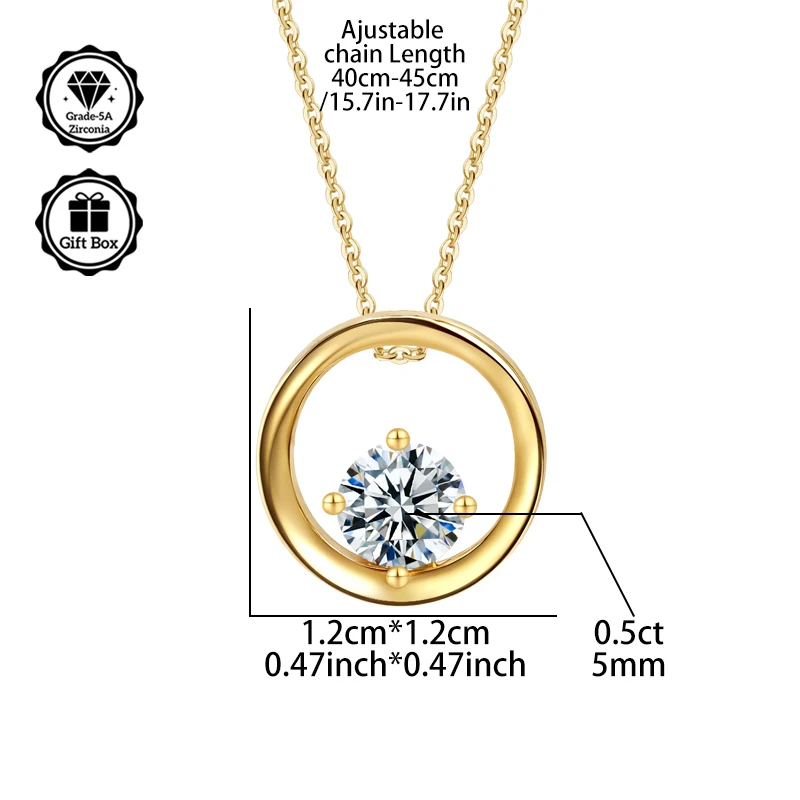 LAMVOICE Schmuck für Damen, 0,5 Karat Zirkonia-Halskette für Damen, hypoallergene Halskette, Weihnachtsgeschenk für Sie, mit Geschenkbox