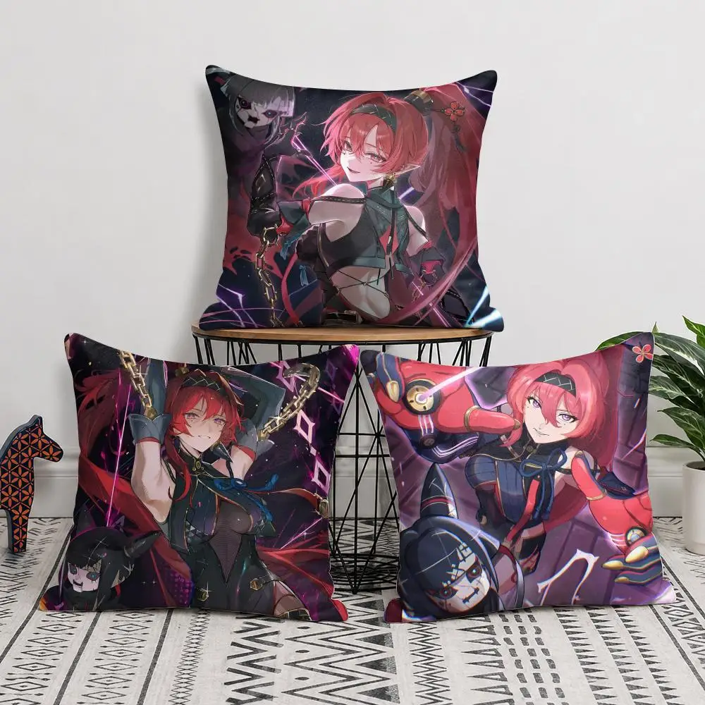Yinlin Wuthering Waves Cushion Cover Short Plush Soft Double-Sided Printing Pillow Case Cozy Sofa Bedroom Home Decor Gift